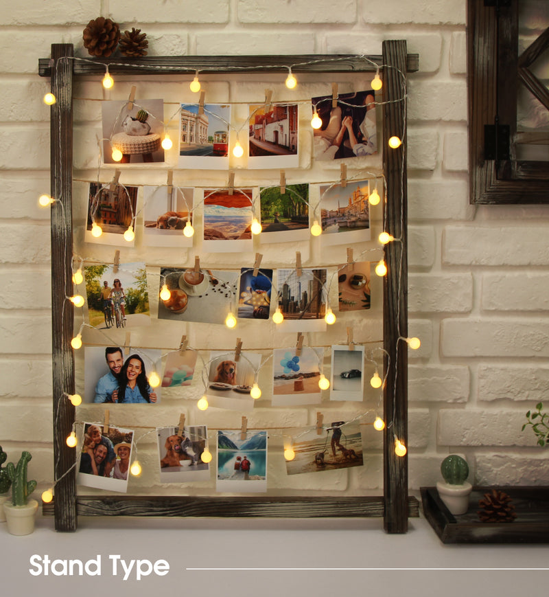 Rustic Wood Frame Photo Holder Board with 35 Clips – J JACKCUBE DESIGN